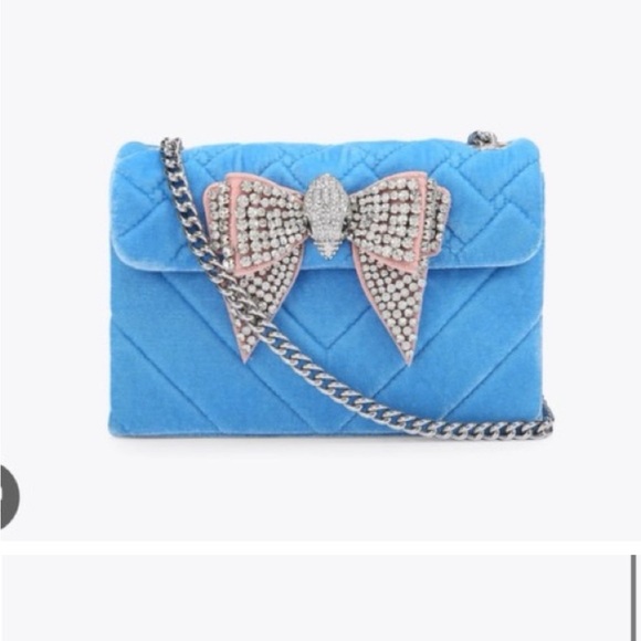 Kurt Geiger Handbags - NIB! SET Kurt Geiger London blue velvet Kensington bag with bow & high heel 8.5